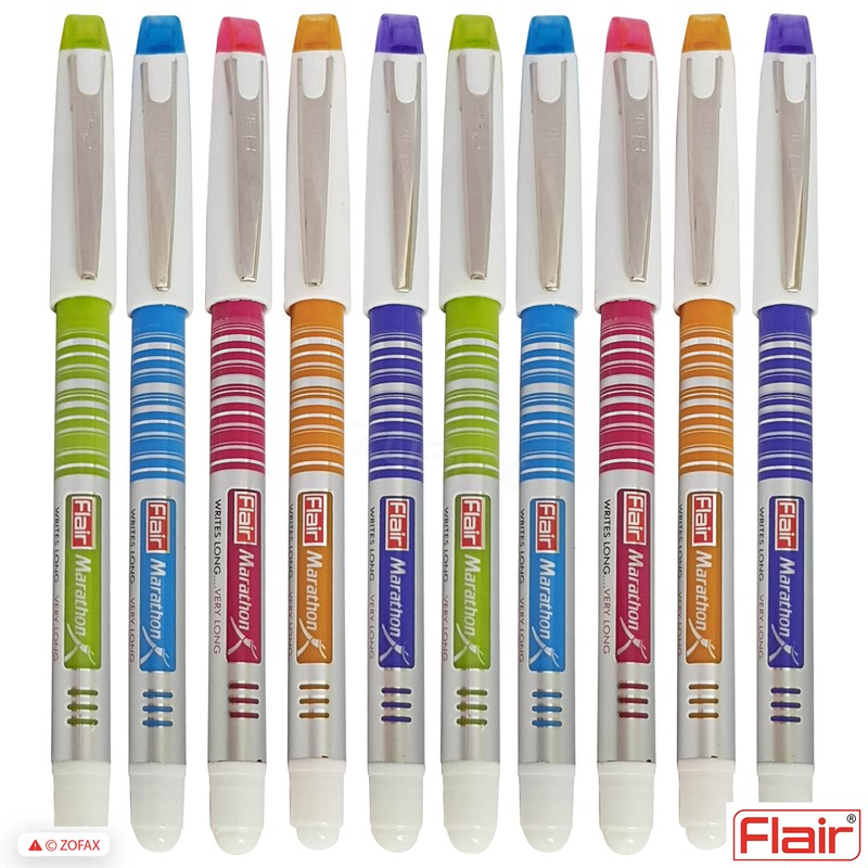 FLAIR Marathon 10 x 0.7mm Fine Point BLUE Ink Biros