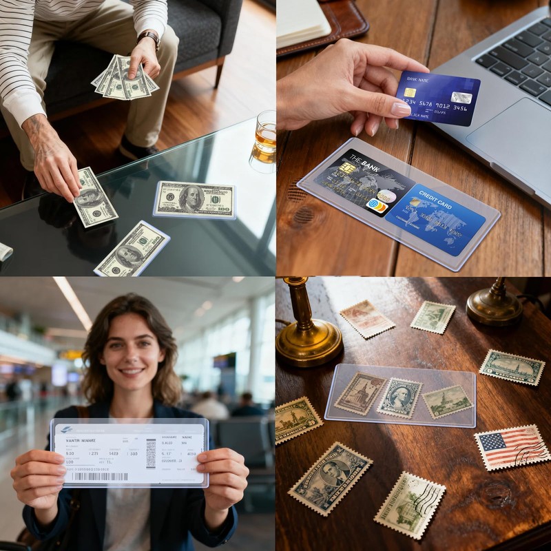 30 Pack Dollar Bill Sleeves, 6.8x2.9 Inch Clear Currency Sleeves