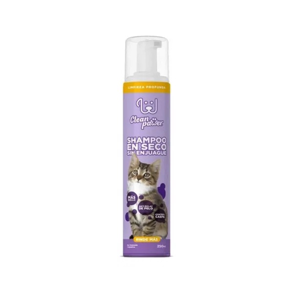 Shampoo Para Gato Clean Pawer En Seco Sin Enjuague 250