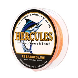 HERCULES H¨¦rcules Cuerda Trenzada de Pesca de 100M, de 4 5 kg a 136 kg, PE 8 hebras, m¨²ltiples Colores Disponibles, para Todo el a?o, Anaranjado, 50lb/22.7kg 0.37mm