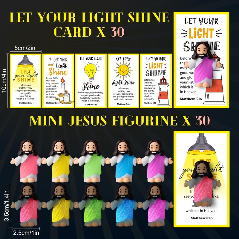 CroBlissful 30 Sets Mini Jesus Figurines Glow in The Dark
