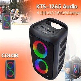 Large Stereo Speaker with Subwoofer - Wireless Outdoor Party Speaker with Disco Light, TWS, TF, MIC
