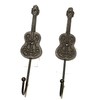 SUREG Guitar Shaped Cast Iron Rustic Wall Hooks Set of