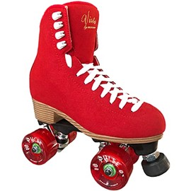 Jackson - Vista Viper Roller Skates for Women and Girls with Atom Pulse Lite Wheels, High Top Suede Quad Skates, (Red)
