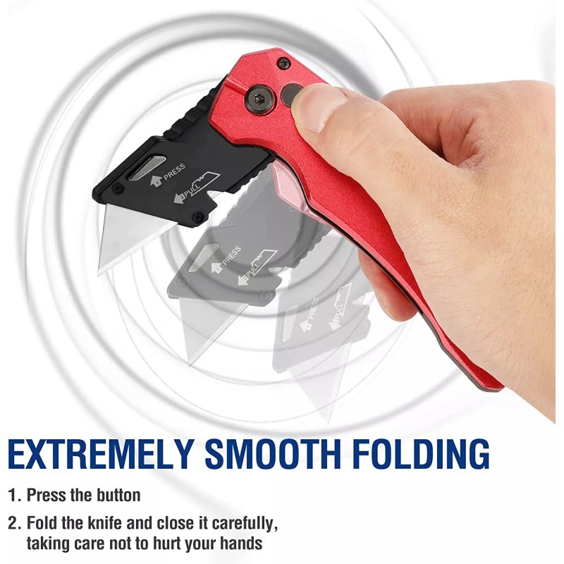 WORKPRO Folding Utility Knife Red with 10 Extra SK5 Blades
