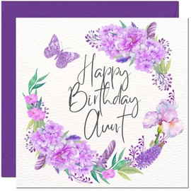 Aunt Birthday Card Womens Butterfly Beautiful Floral Birthday Cards for Aunt