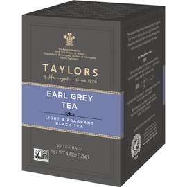 Taylors of Harrogate Earl Grey, Black Tea, Pillow Bags, 50 Count (Pack of 1), Fragrant, Delicate & Light, Caffeinated, Enjoy Hot or Iced, 50 Teabags