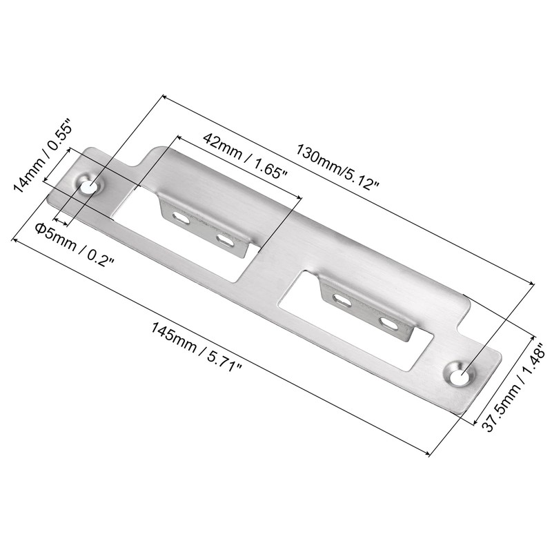 sourcing map Door Strike Plate, 145mm x 37.5mm 201 Stainless