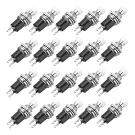 sourcing map 20 Pcs 1A 250V AC 7mm Mini Momentary Push Button Switch SPST NO White Switch Button with Soldering Foot for Electronic Devices
