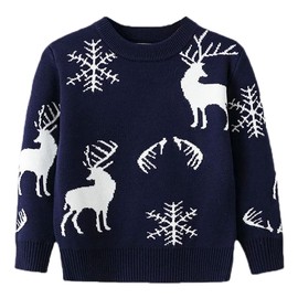 HILEELA ANG - Suéter de Navidad para niños pequeños y niñas, 2241#blueelk, 3 Años/4 Años