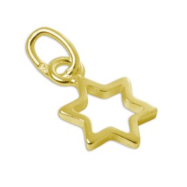 jewellerybox Gold Plated Tiny Sterling Silver Outline Star Charm