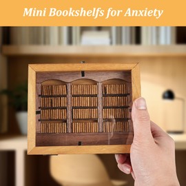 COM4SPORT Anxiety Bookshelf, Mini Bookshelf with 200Pcs Mini Books, Get Rid of Your Anxiety, Miniature Book Display Shelf, Anxiety Bookshelf Mini Books Stress-Relieving Gifts for Family and Friends