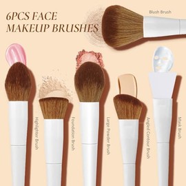 LUXBRU Juego de 20 brochas de maquillaje profesional con estuche, juego de brochas de maquillaje para base en polvo, juego de brochas para sombra de o