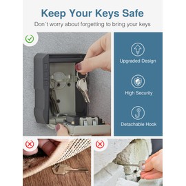 Puroma Key Lock Box with Key Hook, Resettable 4-Digit Combination, Waterproof Key Storage Security, Large Capacity Wall Mounted for House Keys, Realtors, Garage Spare Keys