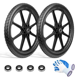budrash 20" Wheelbarrow Wheels Fit for Rubbermaid, Flat Free Carts Tire for Wheelbarrow, Garden Trailers, Yard Trailers, Roofing Equipment, with 3/4" & 5/8" Bearing, 2-1/2" Centered Hub, 2 Pack
