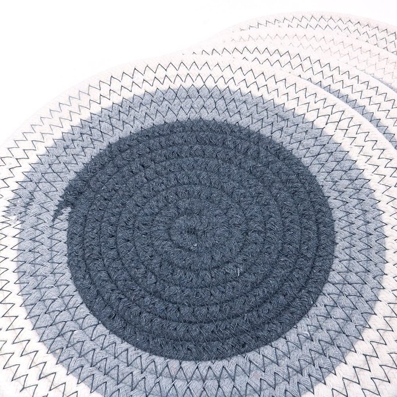 Alnicov Round Placemats Cotton Woven Rattan Heat Resistant Non-Slip Washable