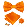 RBOCOTT Orange Bow Tie for Men Silk Bowtie and Pocket