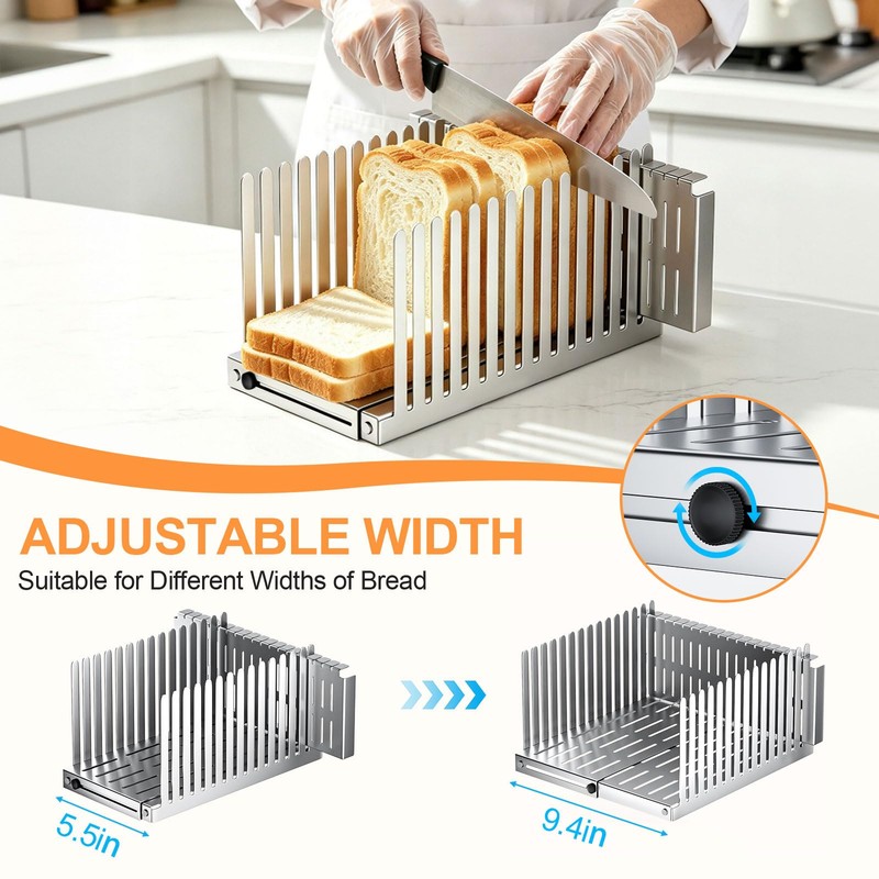 Bread Slicer for Homemade Bread - Upgrade Adjustable Stainless Steel
