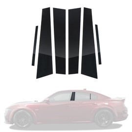 DYNVEX Door Window Trim for Dodge Charger 2011-2021, Glossy Black Window Pillar Post Trim Kit, Strong Toughness PC Material Car Center Protect Stickers, 6 PCS ﻿