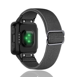 Compatible with Garmin Forerunner 35/30 Band, Nylon Elastic Solo Loop Women Men,Adjustable Replacement Watch Strap for Garmin Forerunner 35 Sport Watchband for SmartWatch (Black)
