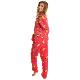 Angelina Women's Pajama Set Cozy Fleece with Notch Collar and Pockets | PJ56_S | Tacos