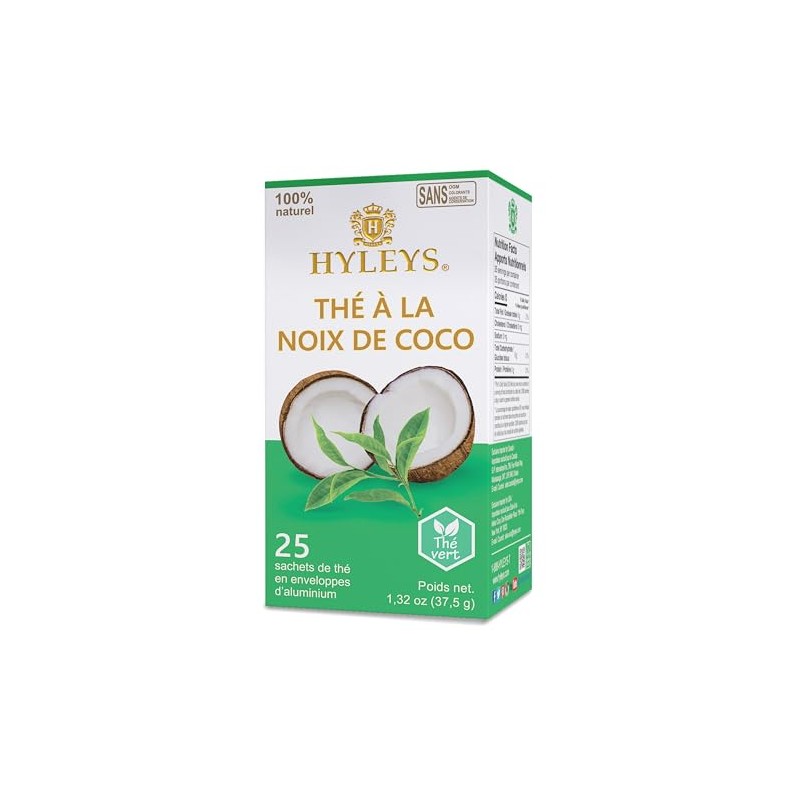 12 Pack of Hyleys Natural Wellness Coconut With Green Tea