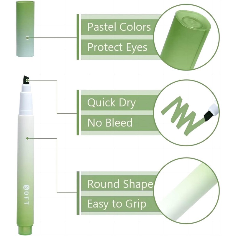 12 Pcs Aesthetic Highlighters, Surligneur, Pastel Highlighters Markers with Soft
