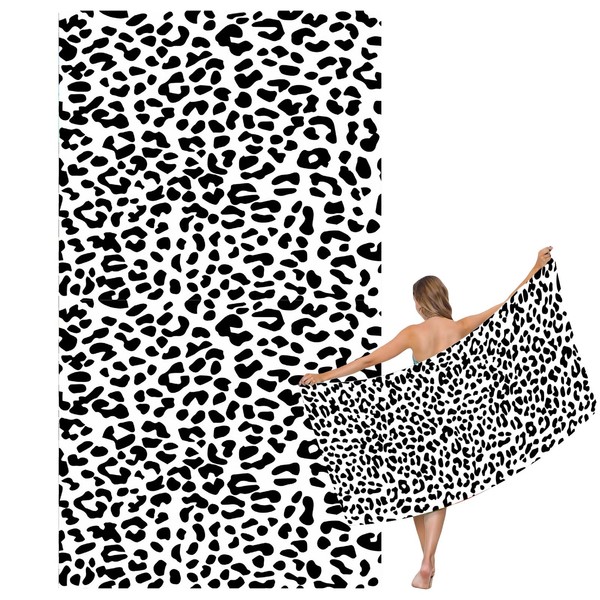 Large Quick Dry Microfibre Beach Bath Towel for Adult,Black White