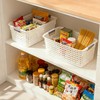 4-Pack Hollow Plastic Storage Baskets with Handles(White, Medium)