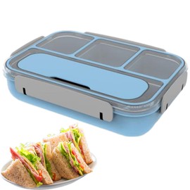 Leak Proof Lunch Box - Leak-Proof 4 Grids Divided Lunch Box - Portable Lunch Organizer Space Saving Snack Box with Buckle for Adults & Kids