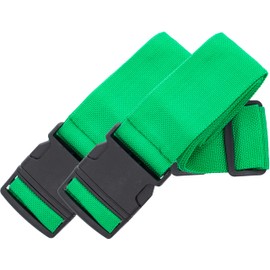 Brandsseller Luggage Strap Suitcase Strap with Name Plate Click Closure – 5 x 200 cm Adjustable and Non-Slip Set of 2 Green