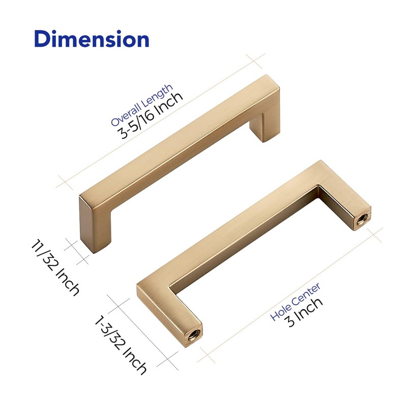 Ravinte Cabinet Handles Solid Slim Champagne Bronze 10 Pack 3