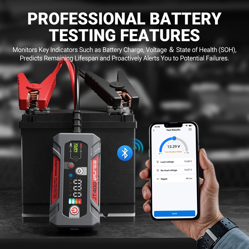 LOKITHOR JT400 Jump Starter and Battery Tester, 2500A 12V Car