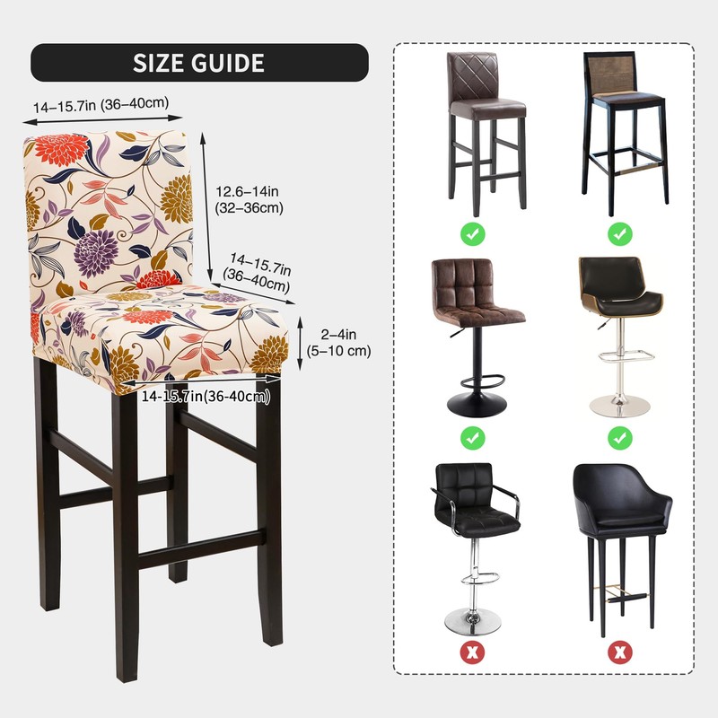 FORCHEER Waterproof Bar Stool Chair Cover with Backs Set of