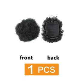 prinfantasy Hair Pieces for Women Clip in Updo Hair for African Women Short Curly Heat Resistant Fibre Buns Extension Head Black,FQ053