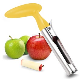 Apple Corer, Apple Corer Remover with ABS Handle and Serrated Stainless Steel Blade, Easy-to-Use Apple Core Remover for Pears, Bell Peppers, Fujis (Yellow)