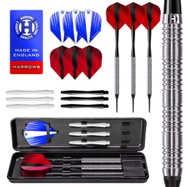 HARROWS Caliber Soft Tip Darts Set, Professional Tungsten Darts, 16 Pieces with Dart Stems, Dart Flights, Darts Case, 18 g