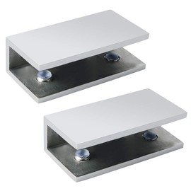 Mooche 2PCS Glass Shelf Bracket SUS304 Stainless steels 6-10mm Glass Shelf Supports Adjustable Shower Glass Clamps for Bathroom Toilet Kitchen Living Room White