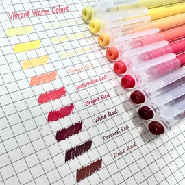 HysmmxHer 0.5mm Journal Colouring Pens, Assorted Rainbow Colors Pens Set of 9 for Adults Journal Coloring Calligraphy,Made for Everyday Writing, Journals,Drawing,Coloring Books (Vibrant Warm Colors)