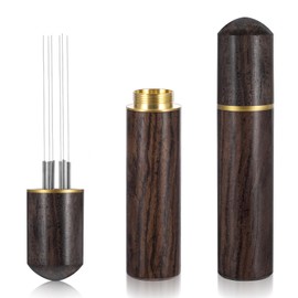 Oruola Espresso Distribution Tool,6 Needles 0.3mm Espresso Coffee Stirrer,Coffee Stirring Tool,Professional Barista Espresso Needle Distributor,Natural Wood Handle,Espresso Machine Accessories,Brown