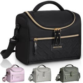 Wymulot Large Lunch Bag Reusable, 8.5L Insulated Lunch Box with Adjustable Shoulder Strap, Soft Cooler Bag Leak-Proof Insulation, Women's Insulated Lunch Bag for Work, Picnic, Travel (Black)