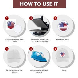 Waydress 60 Pcs Sublimation Patches Blank Fabric Iron on Hat Patches Blank Repair for DIY Crafts Hats Shirts Shoes Jeans Bags Uniforms, 6 Styles(Black and White)