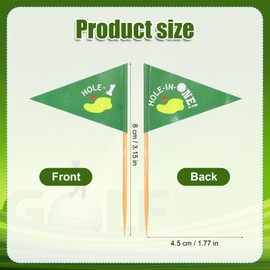 50pcs Golf Themed Toothpick Flags, Hole in ONE Golf Cocktail Picks Double Printed Toothpick Flags for Food Mini Cupcake Toppers Flags for Birthdays Decorations Family Gatherings (Green Background)