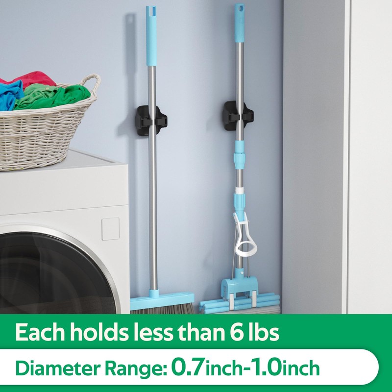 reliahom 10 Pack Broom Holder Wall Mount Mop Grippers No