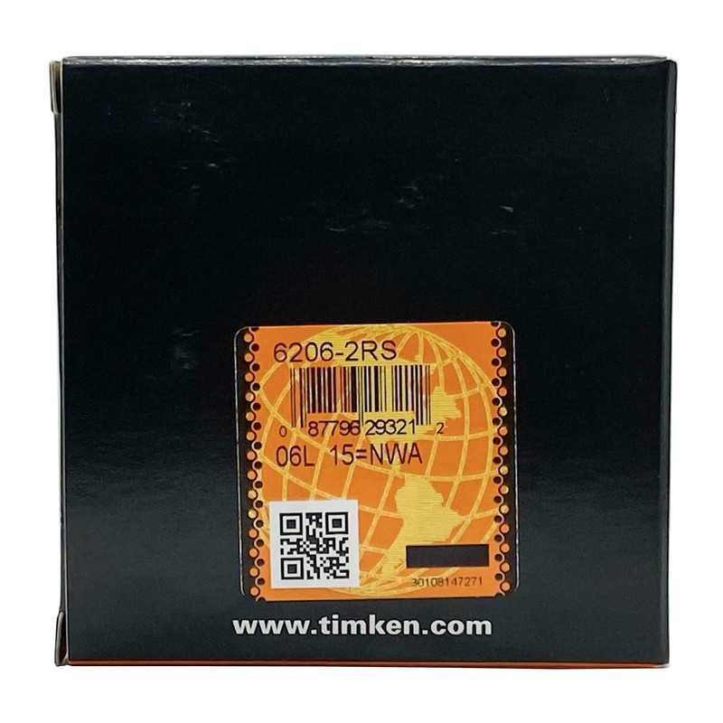 TIMKEN 6206-2RS 2PACK Double Rubber Seal Bearings 30x62x16mm, Pre-Lubricated and