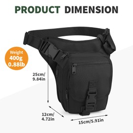 Huntvp Drop Leg Bag Utility Pouch Cross Over Leg Rig Thigh Pack Mens Motorcycle Waist Pack for Cycling Riding Outdoors Camping (Type5-Black)