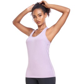 TELALEO 5 Pack Workout Tank Tops for Women, Athletic Racerback Sports Tank Top, Loose Sleeveless Dry Fit Shirts Black/Grey/White/Red/Purple S/03