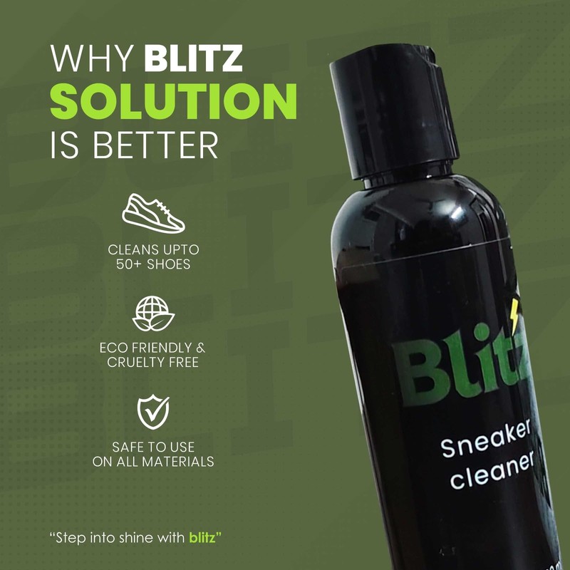 Blitz Sneaker Cleaning Kit, 100ml Solution, Wooden Brush, Microfiber Cloth,