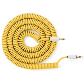 MyVolts Candycord audio cable, straight mini jack to straight mini jack, curly 100cm to 200cm, Pineapple Yellow colour, perfect for Microfreak, Korg Volca, Pocket Operator, headphones