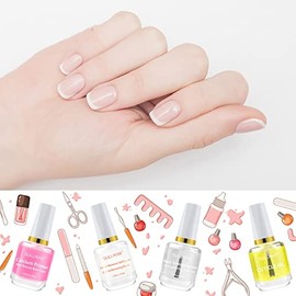 4in1 Nail Hardener Nail Strengthener Nail Rescue Calcium Primer for Thin Nails Growth Nail Repair Nail Care Kit with Cuticle Oil Cuticle Remover Gel Cream